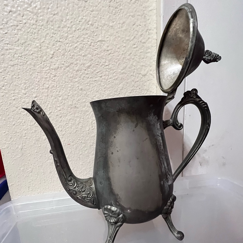 Antique Sterling Silver Footed tea pot rococo Style